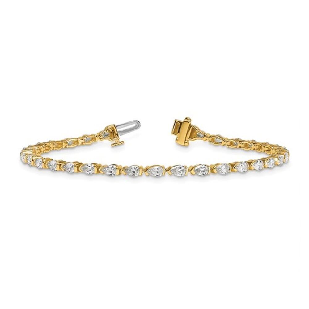 3.38 Carat (ctw VS, D-E-F) Lab-Grown Diamond Half Bezel Tennis Bracelet 14K Yell